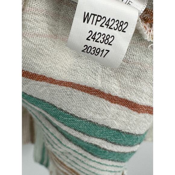 J. Jill Cream Striped Tank Top Size SP Tie Neck Tiered Boho Summer Resort - Picture 7 of 9